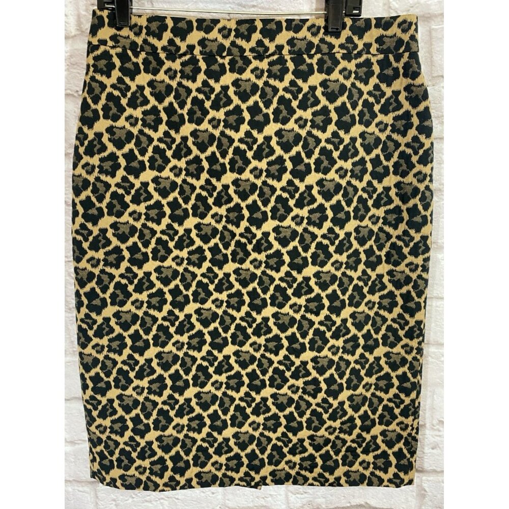 Talbots Animal Print Midi Pencil Skirt Size 14 Thick Lined Career Professional